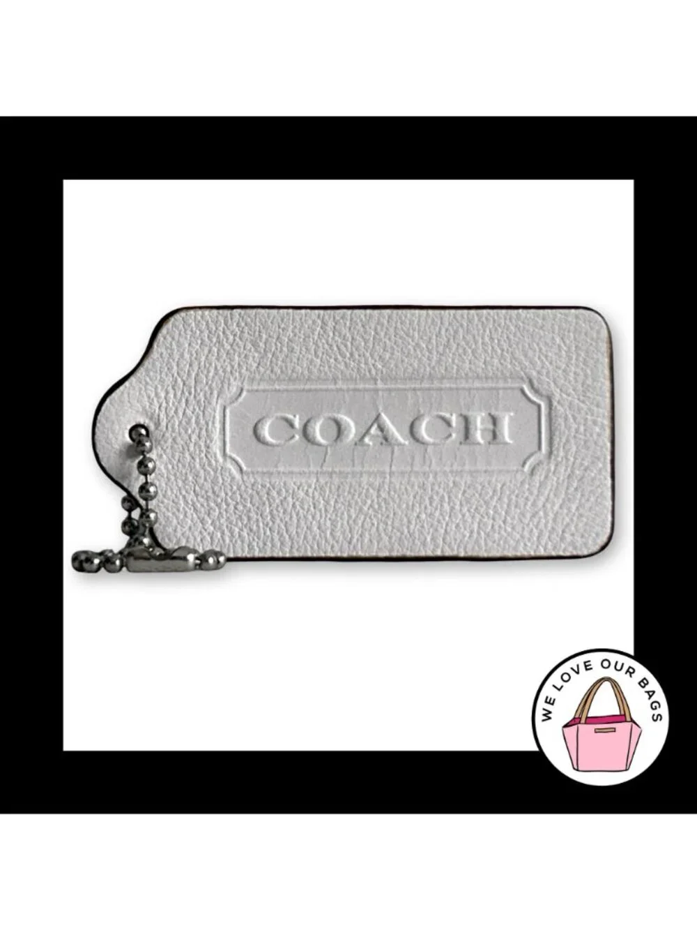 Limited Edition COACH LEGACY Hang Tag White Leather Key Fob Bag Charm Keychain